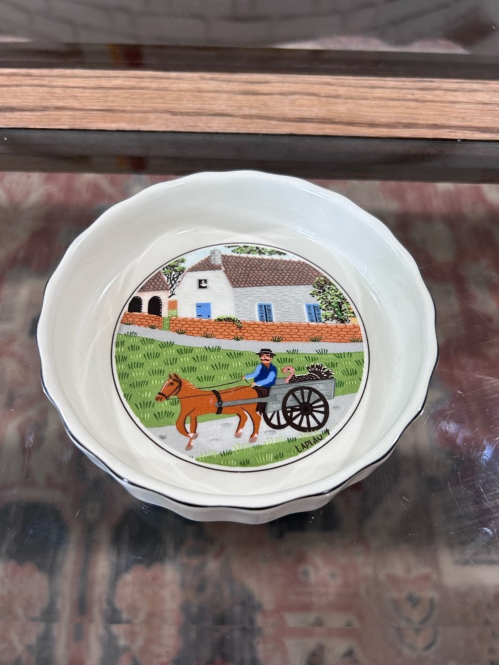 Illustrated Ceramic Trinket Dish with Cart Scene